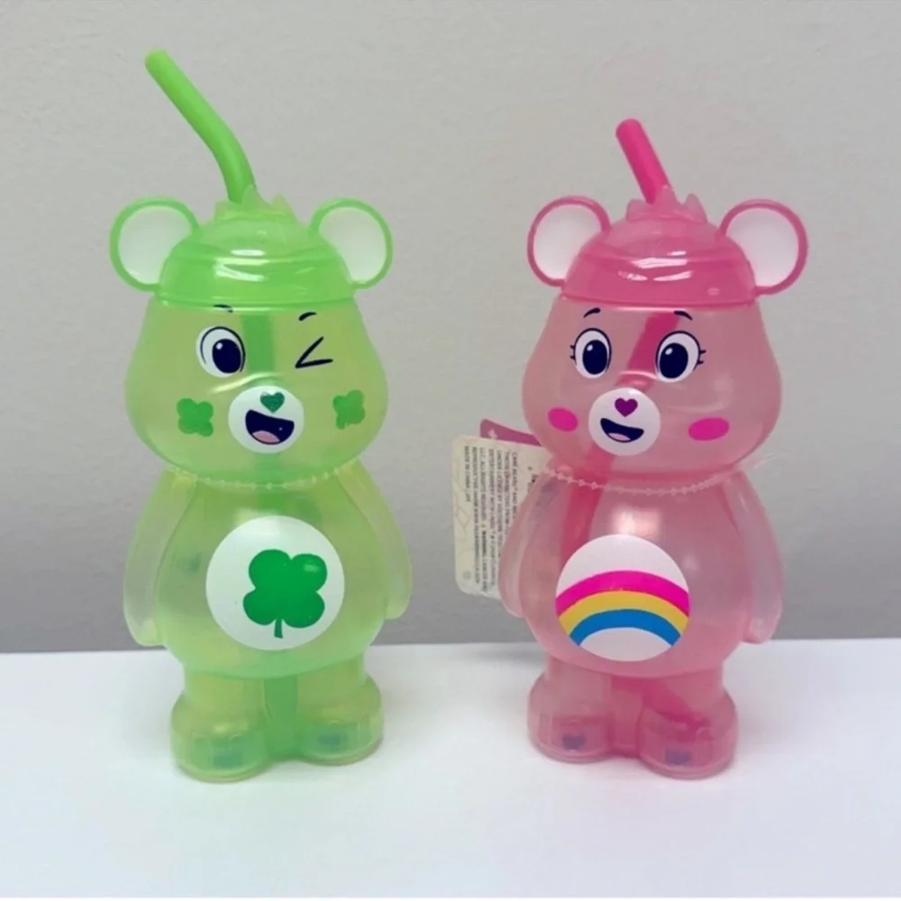 New Target Bullseye Playground set of 2 Care Bear Drinkware Kids Cups w/ straws
